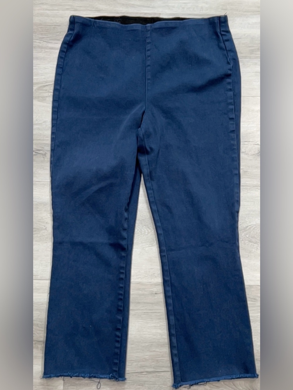 Frank & Eileen Derry Illusion Pull-On Crop Denim Pants Dark Blue Size 32